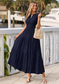 PRETTYGARDEN Womens Boho Maxi Dresses Summer Floral Lace Eyelet V Neck Spring Wedding Guest Dress Beach Vacation Clothes PRETTYGARDEN