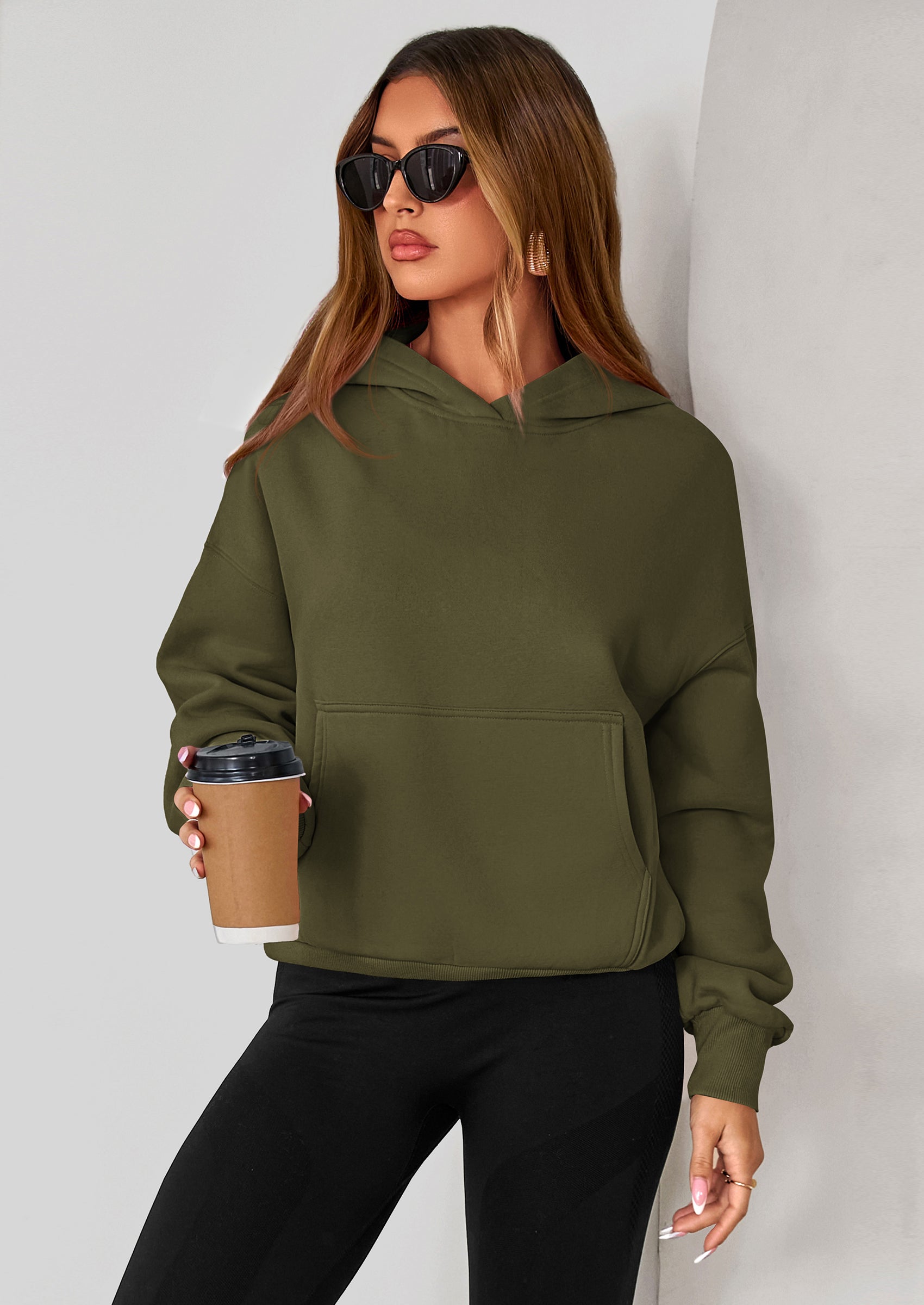 PRETTYGARDEN Women's Fall Hooded Sweatshirts Long Sleeve Half Zip Cropped Hoodies Pullover Winter Fashion Clothes