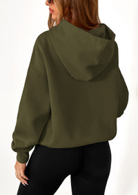 PRETTYGARDEN Women's Fall Hooded Sweatshirts Long Sleeve Half Zip Cropped Hoodies Pullover Winter Fashion Clothes