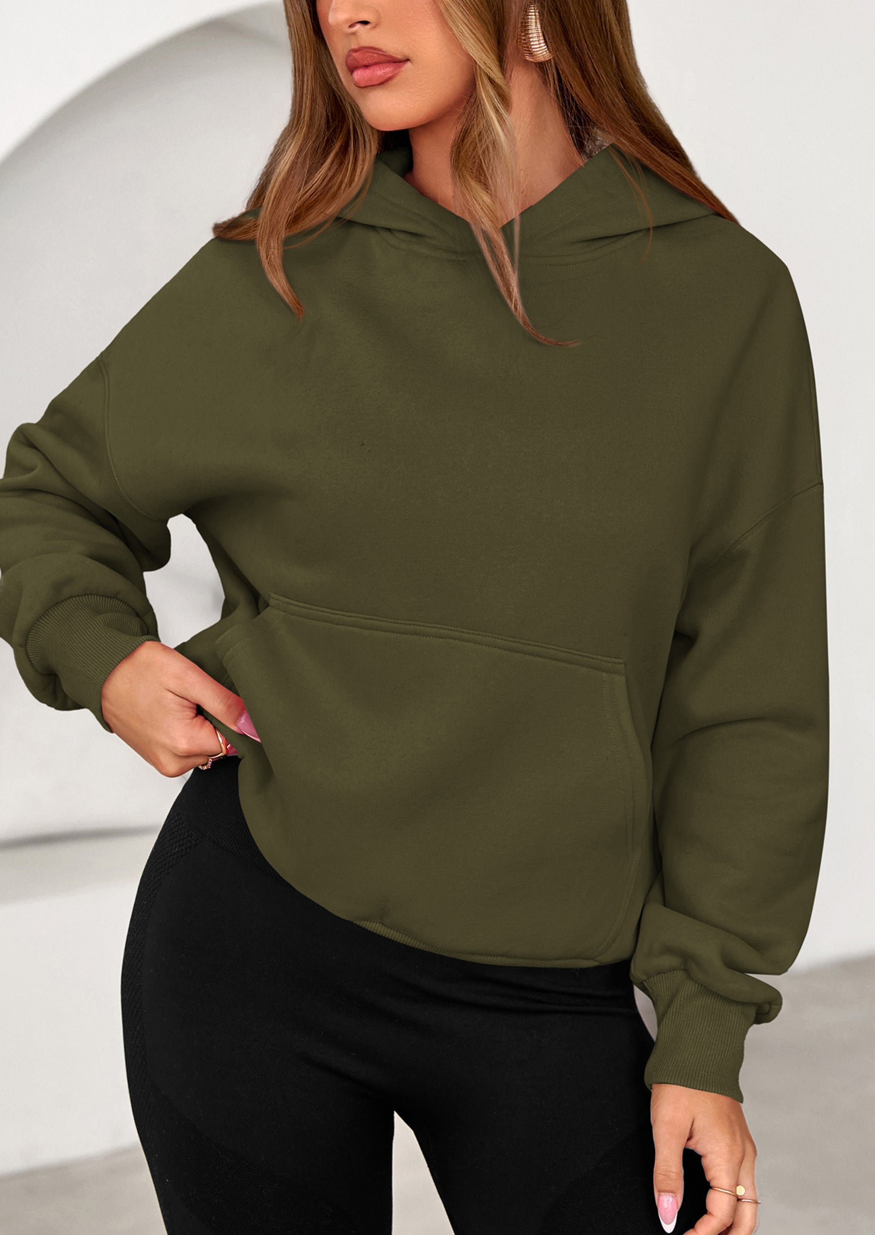 PRETTYGARDEN Women's Fall Hooded Sweatshirts Long Sleeve Half Zip Cropped Hoodies Pullover Winter Fashion Clothes