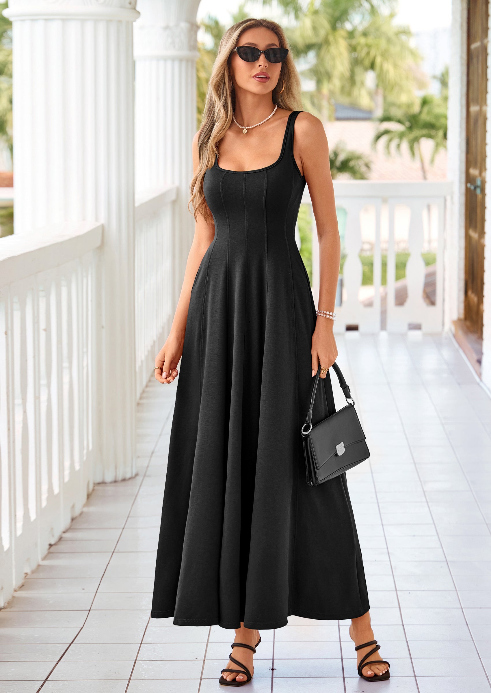 PRETTYGARDEN Cocktail Dresses for Women Formal Summer Sleeveless A Line Long Flowy Spring Wedding Guest Party Midi Dress