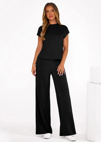 PRETTYGARDEN Womens 2 Piece Outfits Casual Cap Sleeve Lounge Set Summer Tracksuits Matching Sets Beach Fashion Travel Clothes PRETTYGARDEN