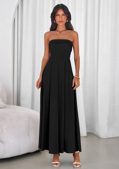 PRETTYGARDEN Cocktail Dresses for Women Summer Formal Elegant Tube Top Strapless Spring Wedding Guest Party Midi Dress PRETTYGARDEN