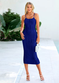 PRETTYGARDEN Women's Sleeveless Bodycon Dress Textured Back Slit Sexy Cocktail Party Midi Dresses