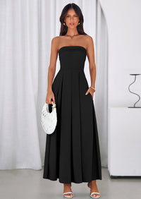 PRETTYGARDEN Cocktail Dresses for Women Summer Formal Elegant Tube Top Strapless Spring Wedding Guest Party Midi Dress PRETTYGARDEN