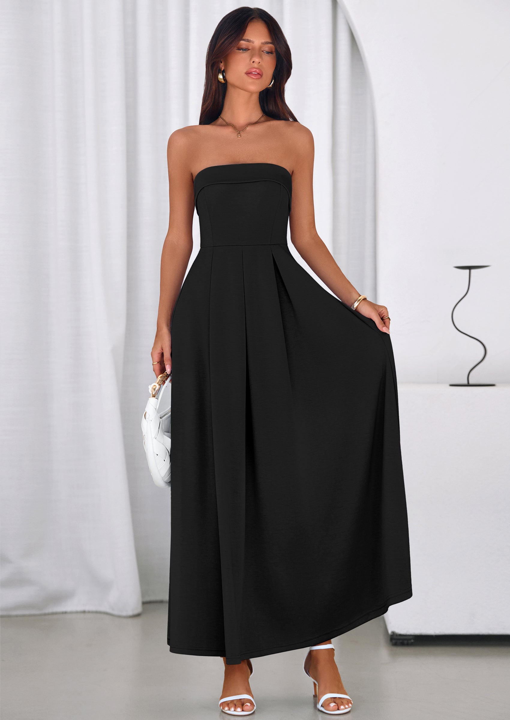 PRETTYGARDEN Cocktail Dresses for Women Summer Formal Elegant Tube Top Strapless Spring Wedding Guest Party Midi Dress PRETTYGARDEN