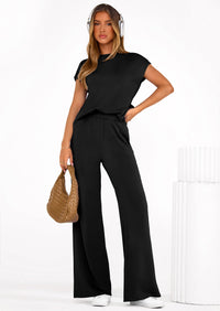 PRETTYGARDEN Womens 2 Piece Outfits Casual Cap Sleeve Lounge Set Summer Tracksuits Matching Sets Beach Fashion Travel Clothes PRETTYGARDEN