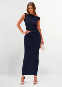 PRETTYGARDEN Maxi Skirt Sets Women 2 Piece Outfits Summer Spring One Shoulder Sleeveless Ruched Bodycon Long Skirts