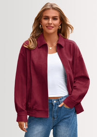 PRETTYGARDEN Women's Faux Suede Motorcycle Jacket Trendy Fall Fashion Oversized Zip Up Coats Winter Clothes Outerwear