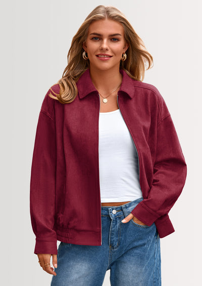 PRETTYGARDEN Women's Faux Suede Motorcycle Jacket Trendy Fall Fashion Oversized Zip Up Coats Winter Clothes Outerwear