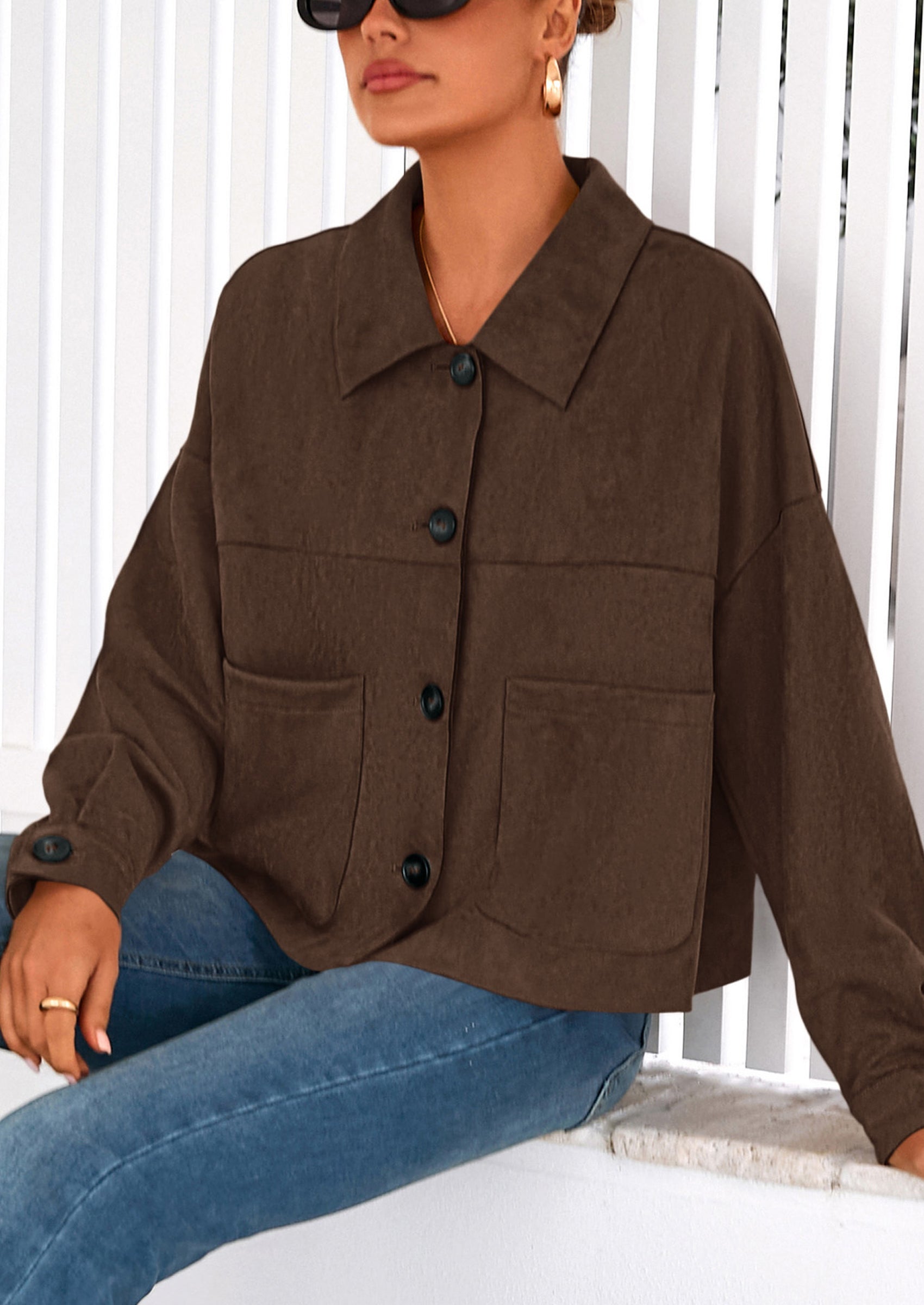 PRETTYGARDEN Women's Faux Suede Cropped Jacket Casual Lightweight Fall Fashion Winter Coats Outerwear Trendy Clothes