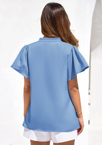 PRETTYGARDEN Women's Summer Blouses Dressy Casual Ruffle Cap Sleeve V Neck Business Work Trendy Cute Tops Spring Outfits PRETTYGARDEN