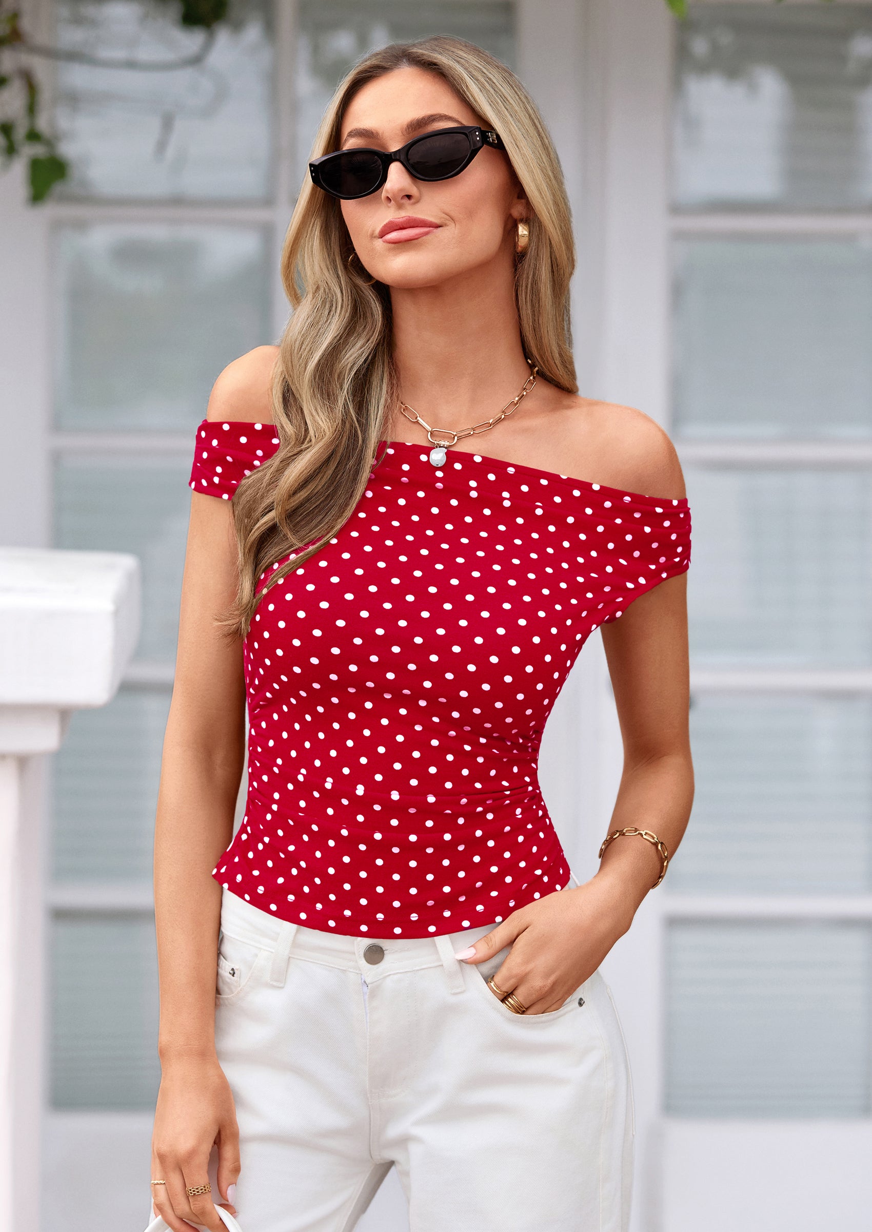 PRETTYGARDEN Womens Off The Shoulder Tops Summer Y2K Clothes Going Out Shirts Ruched Tank Top Date Night Outfits