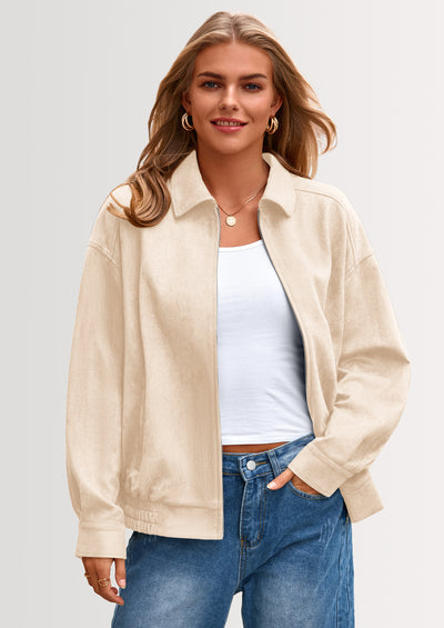 PRETTYGARDEN Women's Faux Suede Motorcycle Jacket Trendy Fall Fashion Oversized Zip Up Coats Winter Clothes Outerwear