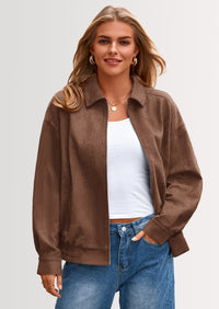 PRETTYGARDEN Women's Faux Suede Motorcycle Jacket Trendy Fall Fashion Oversized Zip Up Coats Winter Clothes Outerwear