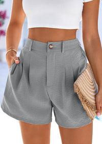 PRETTYGARDEN Womens Shorts Casual Summer Elastic High Waist Zipper Button Tailored Shorts Pleated Beach Vacation Outfits PRETTYGARDEN