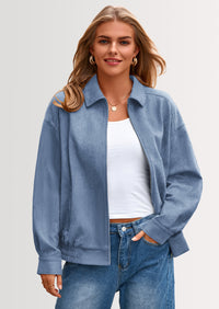 PRETTYGARDEN Women's Faux Suede Motorcycle Jacket Trendy Fall Fashion Oversized Zip Up Coats Winter Clothes Outerwear