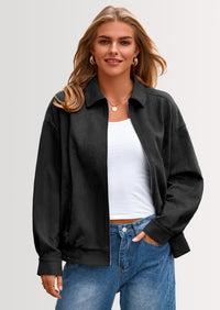 PRETTYGARDEN Women's Faux Suede Motorcycle Jacket Trendy Fall Fashion Oversized Zip Up Coats Winter Clothes Outerwear