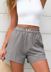 PRETTYGARDEN Women Striped Shorts Casual Elastic Waist  Bottoms Beach Shorts