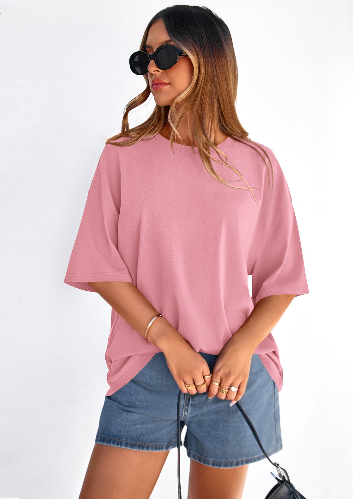 PRETTYGARDEN Women's Spring Going Out Tops Casual Short Sleeve Crewneck Loose Fit Basic Cute Tee Shirts Summer Outfits PRETTYGARDEN