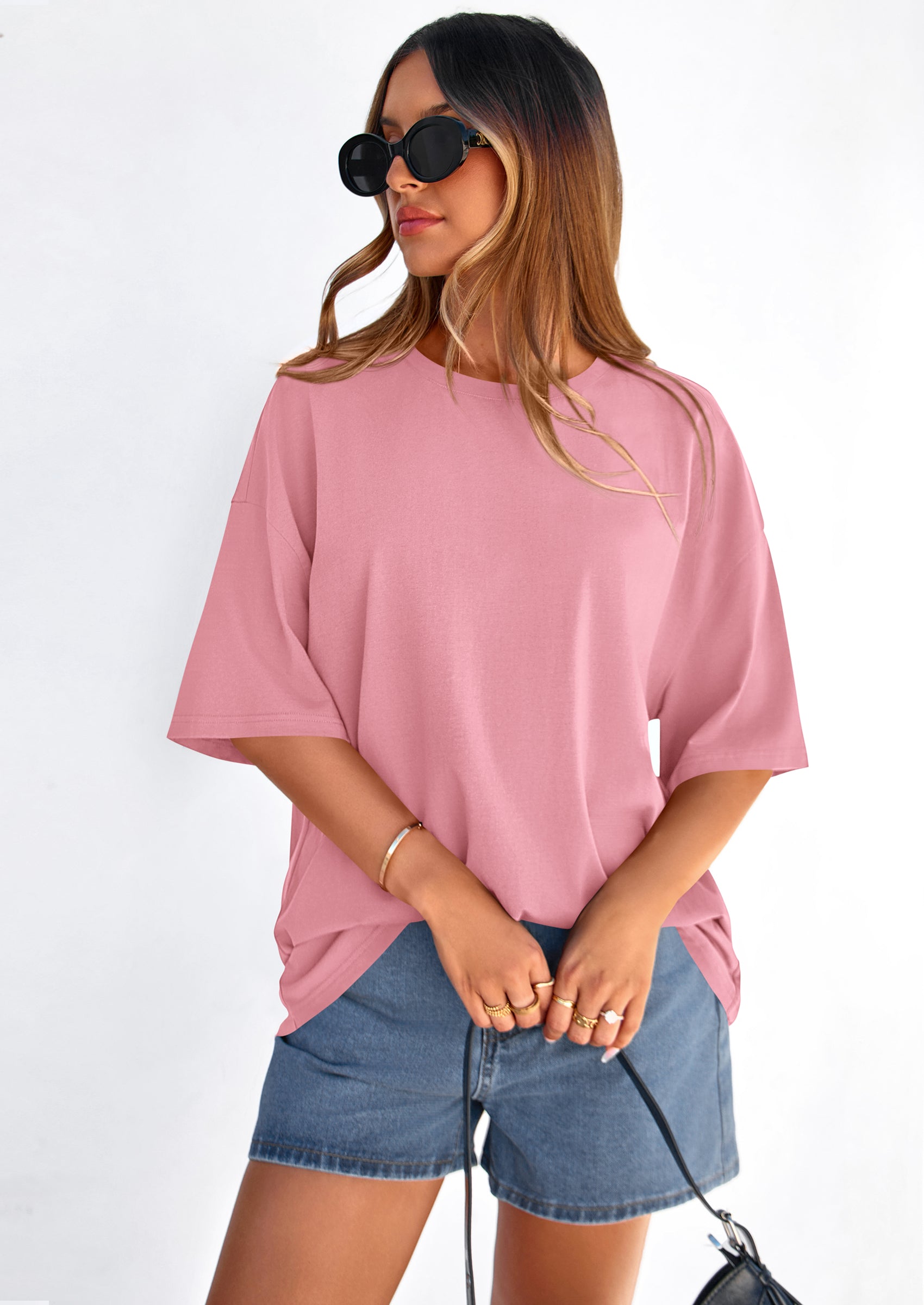 PRETTYGARDEN Women's Spring Going Out Tops Casual Short Sleeve Crewneck Loose Fit Basic Cute Tee Shirts Summer Outfits PRETTYGARDEN