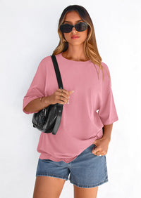 PRETTYGARDEN Women's Spring Going Out Tops Casual Short Sleeve Crewneck Loose Fit Basic Cute Tee Shirts Summer Outfits PRETTYGARDEN