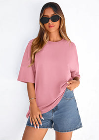 PRETTYGARDEN Women's Spring Going Out Tops Casual Short Sleeve Crewneck Loose Fit Basic Cute Tee Shirts Summer Outfits PRETTYGARDEN