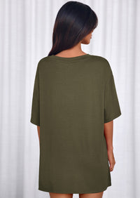 PRETTYGARDEN 2 Piece Sets for Women Summer Lounge Short Set Spring Matching Biker Shorts V Neck Oversized Shirt Clothing PRETTYGARDEN