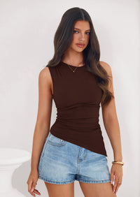 PRETTYGARDEN Womens Tank Top Spring Ruched Asymmetrical Going Out Top Slim Fit Sleeveless Shirts Summer Clothes PRETTYGARDEN