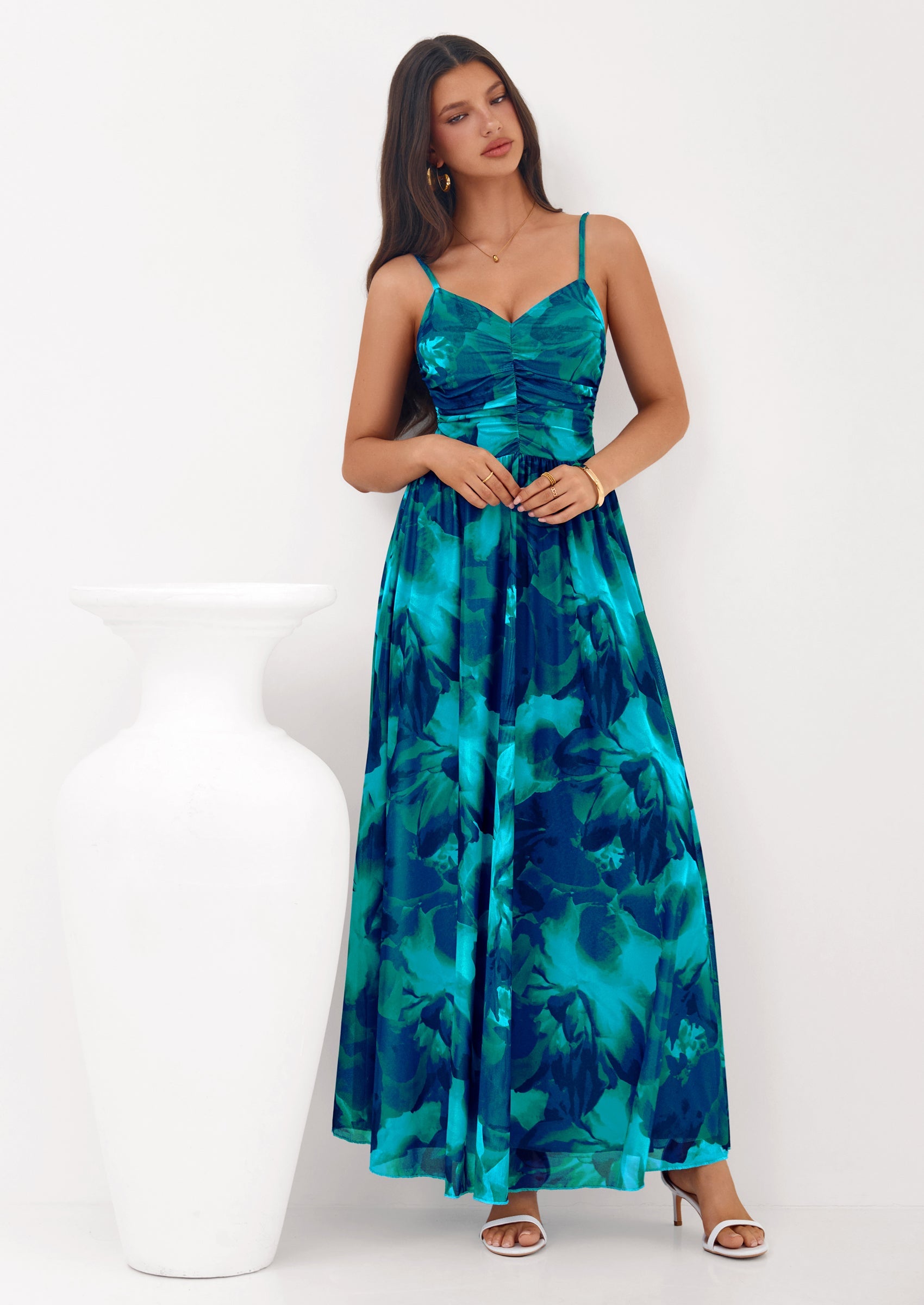 PRETTYGARDEN Women's Floral Maxi Dress Summer Outfits Spaghetti Strap Flowy Long Sundress Beach Vacation Boho Dresses PRETTYGARDEN