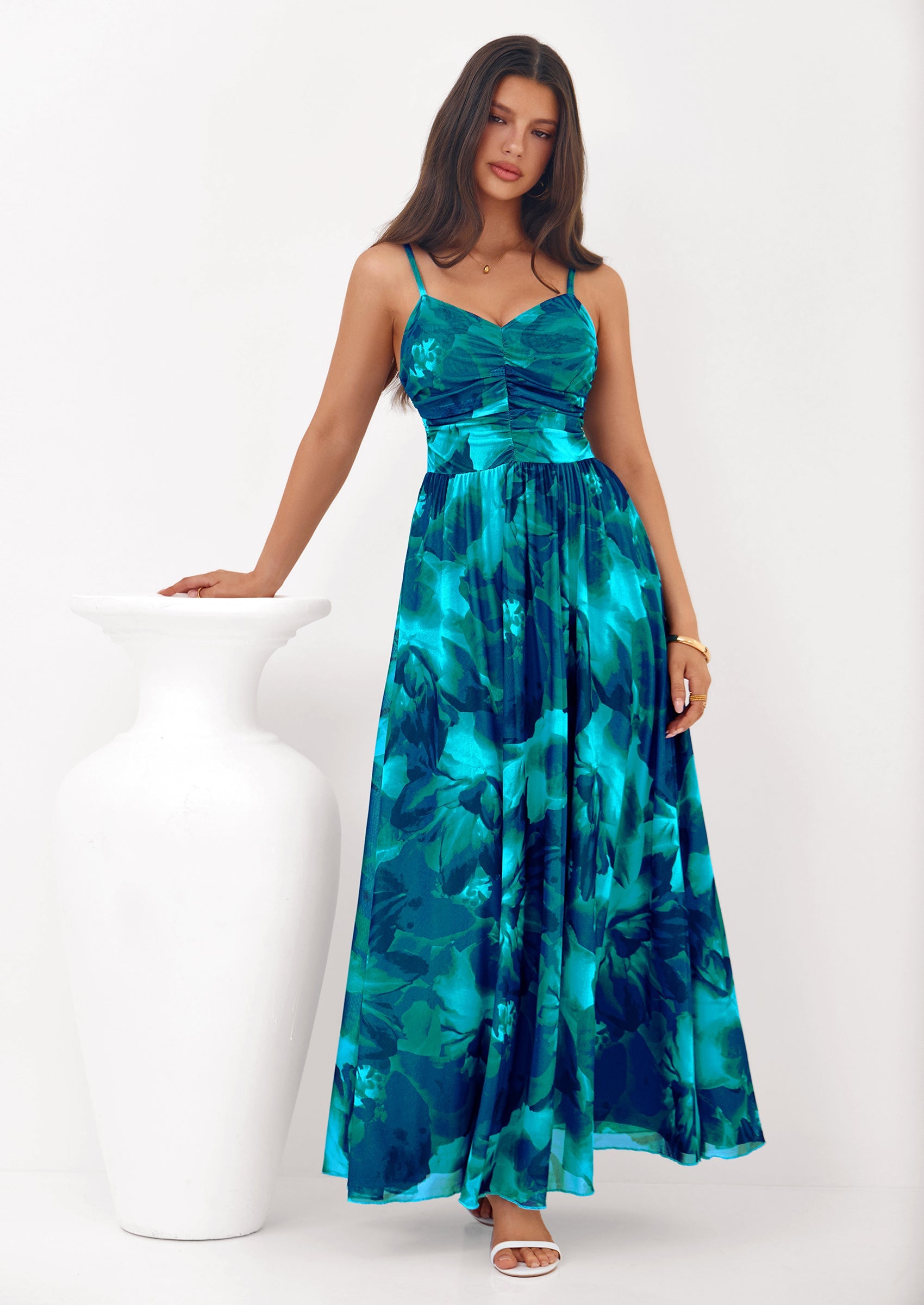 PRETTYGARDEN Women's Floral Maxi Dress Summer Outfits Spaghetti Strap Flowy Long Sundress Beach Vacation Boho Dresses PRETTYGARDEN