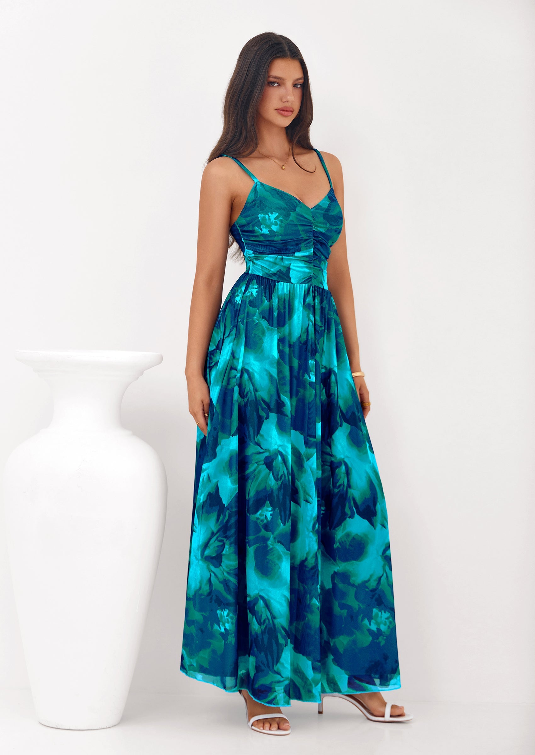 PRETTYGARDEN Women's Floral Maxi Dress Summer Outfits Spaghetti Strap Flowy Long Sundress Beach Vacation Boho Dresses PRETTYGARDEN