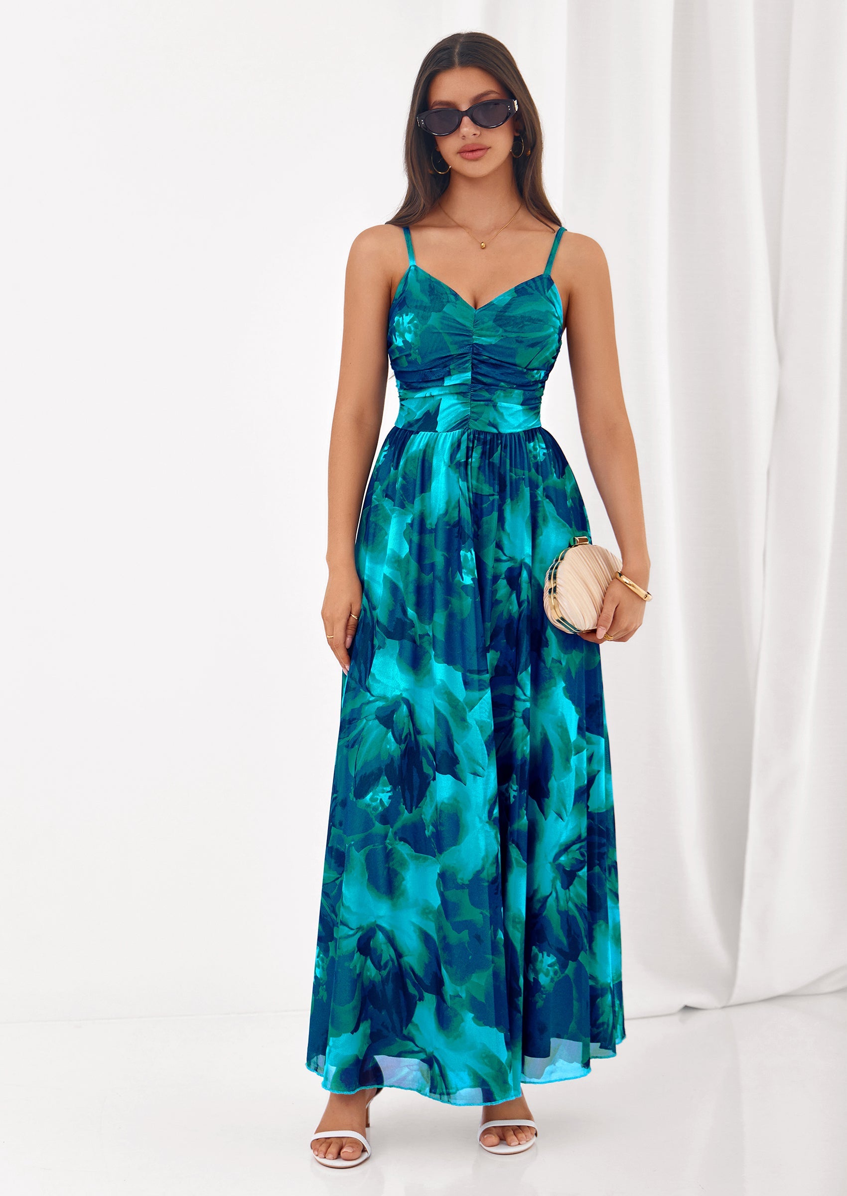 PRETTYGARDEN Women's Floral Maxi Dress Summer Outfits Spaghetti Strap Flowy Long Sundress Beach Vacation Boho Dresses PRETTYGARDEN