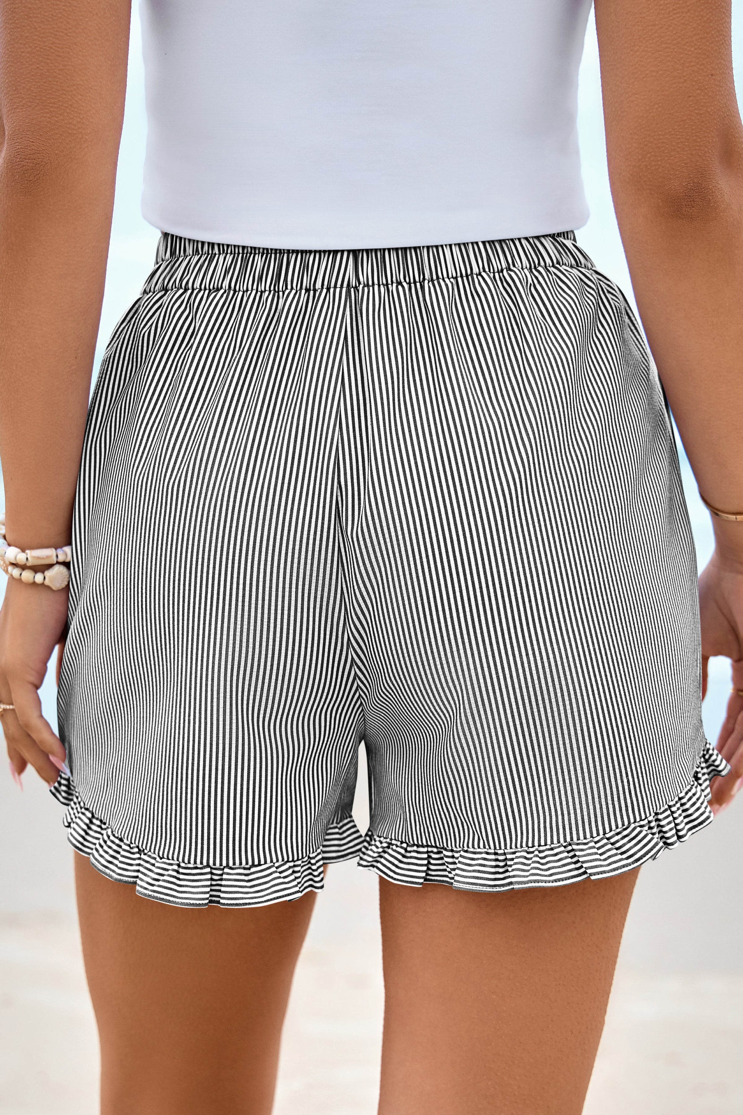 PRETTYGARDEN Womens Boxer Shorts Y2K Ruffle Pajama Summer Spring Lounge Sleep Striped Casual Beach Pj Bottoms Pockets PRETTYGARDEN