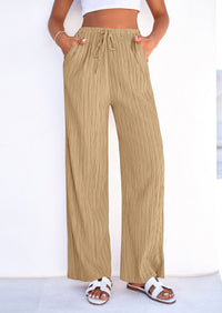 PRETTYGARDEN Womens Palazzo Pants Summer Fashion High Waisted Wide Leg Drawstring Flowy Beach Trousers with Pockets PRETTYGARDEN