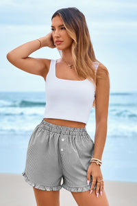 PRETTYGARDEN Womens Boxer Shorts Y2K Ruffle Pajama Summer Spring Lounge Sleep Striped Casual Beach Pj Bottoms Pockets PRETTYGARDEN