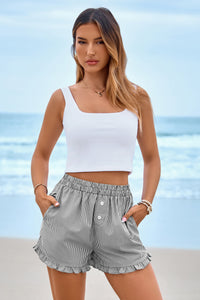 PRETTYGARDEN Womens Boxer Shorts Y2K Ruffle Pajama Summer Spring Lounge Sleep Striped Casual Beach Pj Bottoms Pockets PRETTYGARDEN