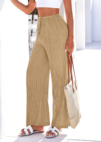 PRETTYGARDEN Womens Palazzo Pants Summer Fashion High Waisted Wide Leg Drawstring Flowy Beach Trousers with Pockets PRETTYGARDEN