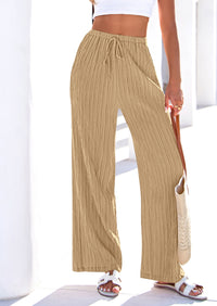 PRETTYGARDEN Womens Palazzo Pants Summer Fashion High Waisted Wide Leg Drawstring Flowy Beach Trousers with Pockets PRETTYGARDEN