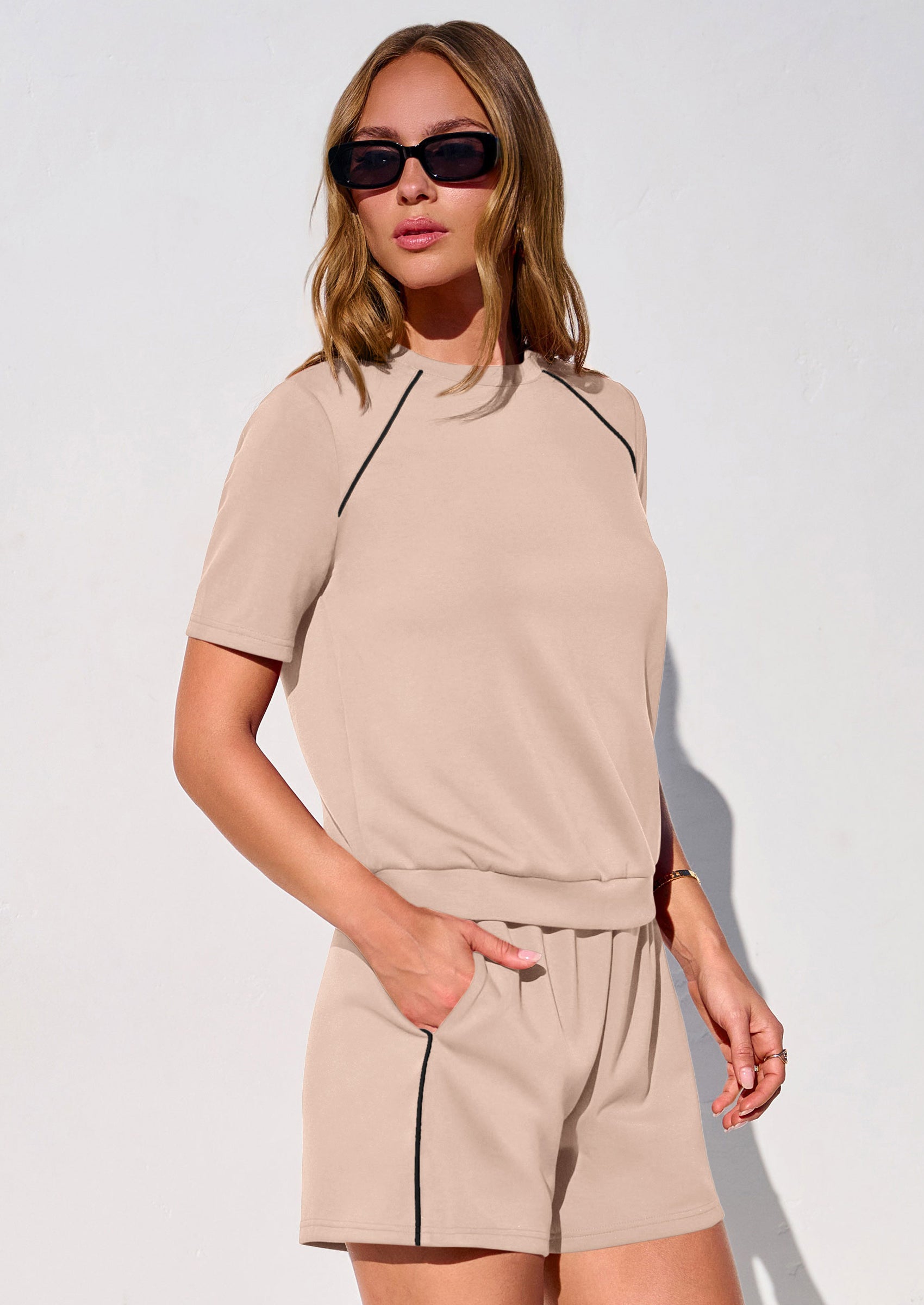 PRETTYGARDEN Sweatsuits Women 2 Piece Outfit Summer Lounge Shorts Sets Matching Spring Travel Beach Vacation Clothes PRETTYGARDEN