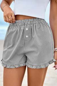 PRETTYGARDEN Womens Boxer Shorts Y2K Ruffle Pajama Summer Spring Lounge Sleep Striped Casual Beach Pj Bottoms Pockets PRETTYGARDEN