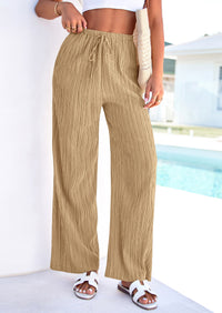 PRETTYGARDEN Womens Palazzo Pants Summer Fashion High Waisted Wide Leg Drawstring Flowy Beach Trousers with Pockets PRETTYGARDEN