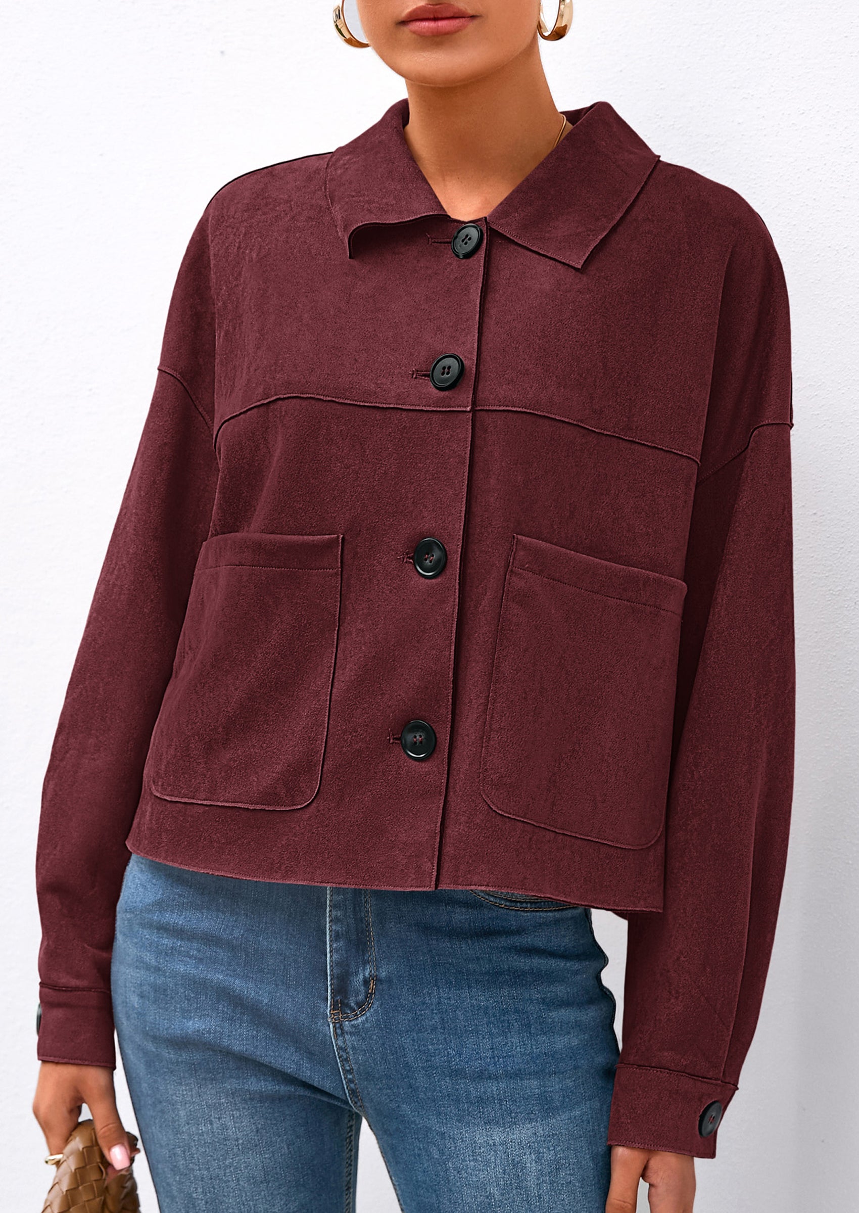 PRETTYGARDEN Women's Faux Suede Cropped Jacket Casual Lightweight Fall Fashion Winter Coats Outerwear Trendy Clothes