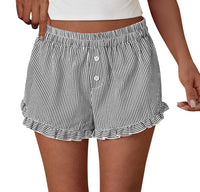 PRETTYGARDEN Womens Boxer Shorts Y2K Ruffle Pajama Summer Spring Lounge Sleep Striped Casual Beach Pj Bottoms Pockets PRETTYGARDEN