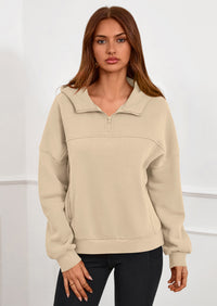 PRETTYGARDEN Womens Hoodies Cropped Fleece Sweatshirts Fall Fashion Quarter Zip Pullover Long Sleeve Tops Winter Clothes