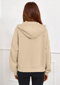 PRETTYGARDEN Womens Hoodies Cropped Fleece Sweatshirts Fall Fashion Quarter Zip Pullover Long Sleeve Tops Winter Clothes