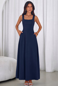 PRETTYGARDEN Womens Summer Dresses Sleeveless Elegant Square Neck Aline Swing Maxi Beach Wedding Guest Dress Pockets PRETTYGARDEN