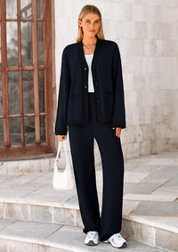 PRETTYGARDEN Lounge Sets for Women Fall Loungewear 2 Piece Outfits Cardigan Sweaters Track Suit Matching Winter Clothing