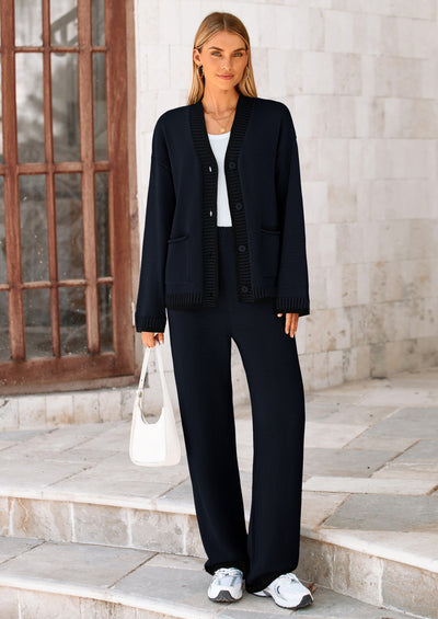 PRETTYGARDEN Lounge Sets for Women Fall Loungewear 2 Piece Outfits Cardigan Sweaters Track Suit Matching Winter Clothing