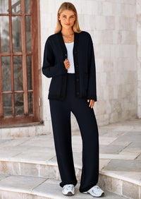 PRETTYGARDEN Lounge Sets for Women Fall Loungewear 2 Piece Outfits Cardigan Sweaters Track Suit Matching Winter Clothing